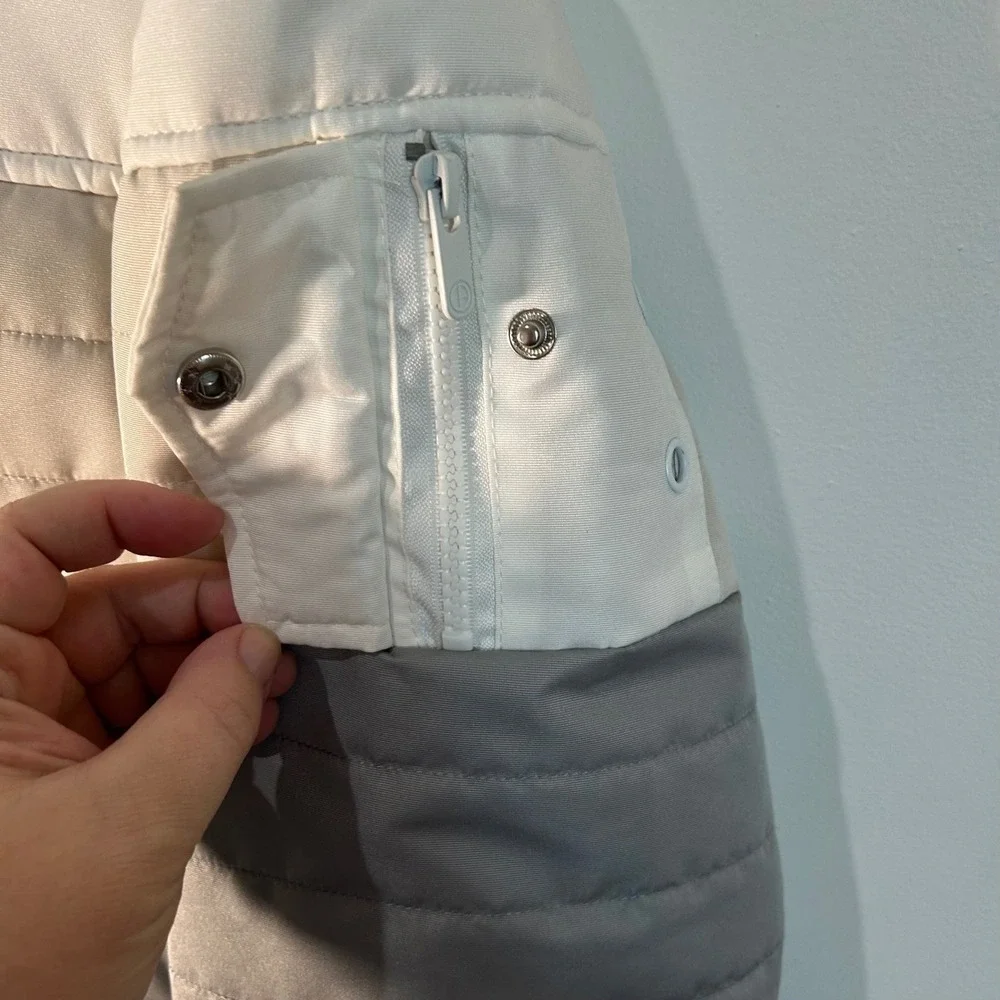 Original Fables Colorblock‎ Puffer Jacket Hooded Full Zip XLarge Gray White